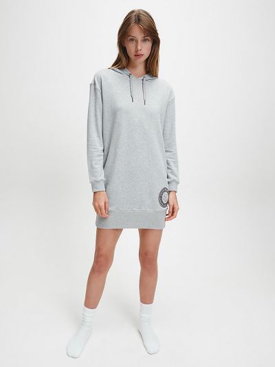 Calvin Klein Ruhák HU393708 | Calvin Klein Icon Hooded Női Hálóing Szürke